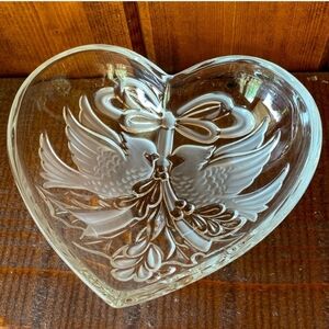 Vintage Heart Shaped Glass Trinket Dish
